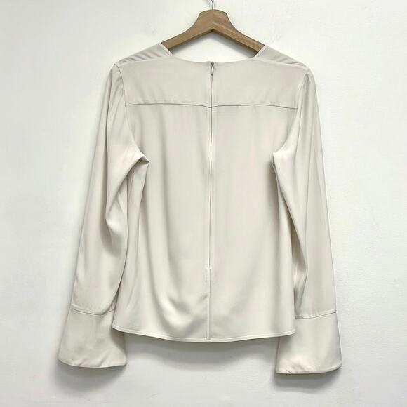 Akris Punto Luxury Minimalist Bell Sleeve Scoop Neck Tailored Career Top US8 - Picture 2 of 13